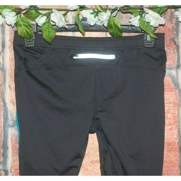 Ladies Mondetta Gray & Aqua Athletic Activewear Crop Workout Leggings Size L Bac - Picture 6 of 10